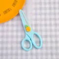 Cute cartoon student safety scissors with pineapple decoration, light blue portable art DIY craft tool. - Pineapple