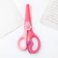 Cute cartoon children safety scissors pink craft stationery tool with rabbit decor for DIY - Style B - Bunny