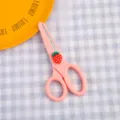 Pink student safety scissors cute strawberry craft scissors portable pocket scissors for DIY - Strawberry