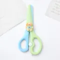 Cute cartoon children safety scissors with adorable puppy decor, light blue and green diy tool. - Style B - Puppy