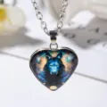 Men wolf totem heart pendant necklace silver chain fashion jewelry accessory for men - Silver