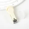 Tagliaunghie portatile color macaron con copertura antispruzzo per manicure a casa. - Bianco avorio