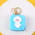 Grazioso portamonete in silicone blu con design di cane cartone animato 3D e chiusura lampo. - Cane