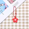 Grazioso ciondolo fiore rosso con catenella, portachiavi dolce e accessorio per borsa. - Stile catena a sfere / Piccolo Fiore Rosso