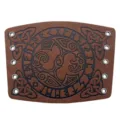 Viking leather bracer with Norse raven rune embossing, medieval cosplay arm guard. - Brown