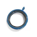 Colgante medallón de vidrio magnético redondo azul collar de foto aleación moda joyas - Cian
