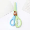 Cute cartoon children safety scissors with blue green handle and cute bear decoration SKU - Style B-Bear
