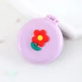 Mini brosse à cheveux pliante rose avec miroir, design floral mignon peigne à coussin d'air. - Peignes à cheveux petite fleur rouge