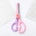 Cute cartoon children safety scissors with pink purple handle and rabbit decor for DIY craft art. - Style A - Bunny