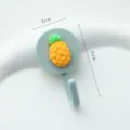 Cute cartoon pineapple wall hook, blue round base with yellow fruit decor for dorm room. - Pineapple