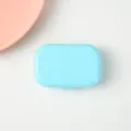 Draagbare blauwe macaron contactlenzen doos variant, compacte reis opbergdoos. - Groen