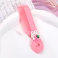 Cute pink plastic children hair comb with cartoon rabbit strawberry decor, mini portable cute hairbrush. - Strawberry Rabbit