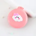 Brosse à cheveux de poche pliante rose avec miroir design nuage dessin animé mignon - Peignes à cheveux nuage rose
