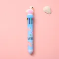 Leuke cartoon 10-kleuren drukbalpen met flamingopatroon voor studenten stationery. - Witte vogel met blauwe staaf