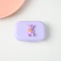 Leuke cartoon beer contactlenzenhouder, draagbare macaron kleur oogverzorging opbergdoos. - Paarse Beer