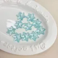Cuentas de copo de nieve de acrílico translúcido azul para joyería de bricolaje y llaveros. - Azul lago