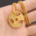 Herren Fitness Hantelscheibe Anhänger Halskette in Gold Legierung, moderner Schmuck. - 55cm Kette / Gold