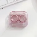 Draagbare transparante roze contactlens etui set met kleine flesjes en handige hulpmiddelen. - Effen kleur - roze brillenkoker