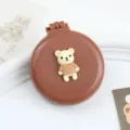 Spazzola per capelli pieghevole portatile con cuscino d'aria e specchio a forma di orsetto carino. - Spazzola pneumatica orsetto color caffè latte