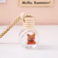 Carino orsetto auto profumo bottiglia sospeso ornamento vetro vuoto diffusore ciondolo - Coniglietto fragola marrone