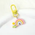 Leuke cartoon regenboog bloem sleutelhanger metalen haak tas charm accessoire cadeau - Sleutelhanger met bloem en regenboog
