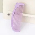 Mini plastic hair comb in light purple with love design variant for daily hair styling. - Bulk Packaging / Purple
