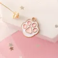 Rosa-weiße Emaille-Pfotenabdruck-Anhänger für die DIY-Schmuckherstellung, Armband und Ohrringe. - Süße Pfote