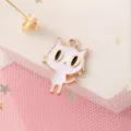 Süßer weißer Katzen Emaille Metall Anhänger Charm für DIY Schmuck Herstellung Armbänder - Katze