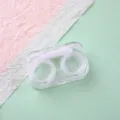 Custodia trasparente per lenti a contatto doppia portatile con contrassegno L e R - Minimalista Bianco