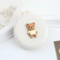 Spazzola per capelli pieghevole con cuscino d'aria e simpatico orsetto marrone, specchio pettine bianco. - Spazzola pneumatica orsetto bianco crema