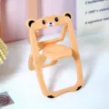 Cute folding bear phone holder desktop stand creative chair variant display home ornament. - Bulk Packaging / Milk Yellow