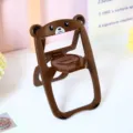 Cute brown bear folding phone holder, creative desktop tablet stand and cute chair ornament. - Bulk Packaging / Milk Coffee