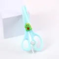 Children safety scissors blue cute dinosaur design, portable craft paper cutting tool for kids. - Small Dinosaur / Light Blue