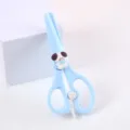 Blue children safety scissors with cute puppy cartoon decor for handmade craft art stationery. - Dog / Blue