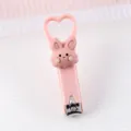 Cute pink cartoon heart nail clipper with rabbit doll, portable mini manicure tool for daily use. - Bunny Nail Clippers / Pink