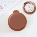 Brosse à cheveux pliante et portable avec miroir, brosse de voyage marron compacte. - Modèle mat - peigne couleur café au lait