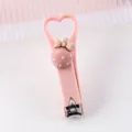 Cute pink heart nail clipper with 3D strawberry charm, mini portable manicure tool. - Strawberry Nail Clipper / Pink