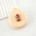 Jolie brosse à cheveux pliante avec miroir, mini capybara au chapeau rouge, brosse voyage compacte. - Jaune crème - Cochon d'Inde à chapeau