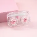 Simpatica custodia per lenti a contatto trasparente e portatile con animali rosa e pinzetta. - Stile Accappatoio
