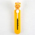 Cute yellow cartoon bear utility knife, portable manual paper cutter for student crafting. - Long Handle Style - Bunny Ears Bear