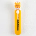 Cute cartoon yellow bear utility knife portable box cutter for student crafts shipping. - Long Handle Style - Bear in Heart Overalls