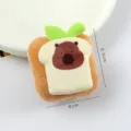 Cute plush toast hair clip with bear face and green leaf for sweet girls daily wear. - Cream Toast Hair Clip