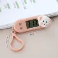 Cute cartoon puppy electronic clock mini portable hanging watch student digital time display - White