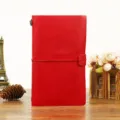 Taccuino retrò in pelle A6 con chiusura a fascia elastica, diario portatile per appunti. - A6 / Rosso