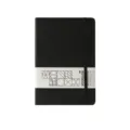 Taccuino nero in formato A5 con elastico di chiusura e fascetta decorativa in carta. - A5 / Nero