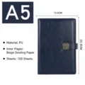 Taccuino aziendale vintage A5 con copertina in pelle PU e 100 fogli per diario e appunti. - Stile con Fibbia / A5 / Blu