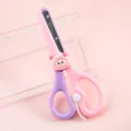 Kids safety scissors with cute cartoon animal design, pink and purple handle for paper craft. - Pig
