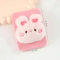 Pink cute plush rabbit portable folding makeup mirror compact cosmetic pocket mirror 8.3cm - Pink - Rabbit