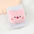 Cute pink plush compact mirror portable folding pocket makeup mirror with lovely animal design. - Pig