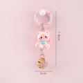 Süßer rosa Katzen Schlüsselanhänger Taschen Anhänger Cartoon Glocke Charme Zubehör - (Rosa - Kätzchen) Schlüsselanhänger